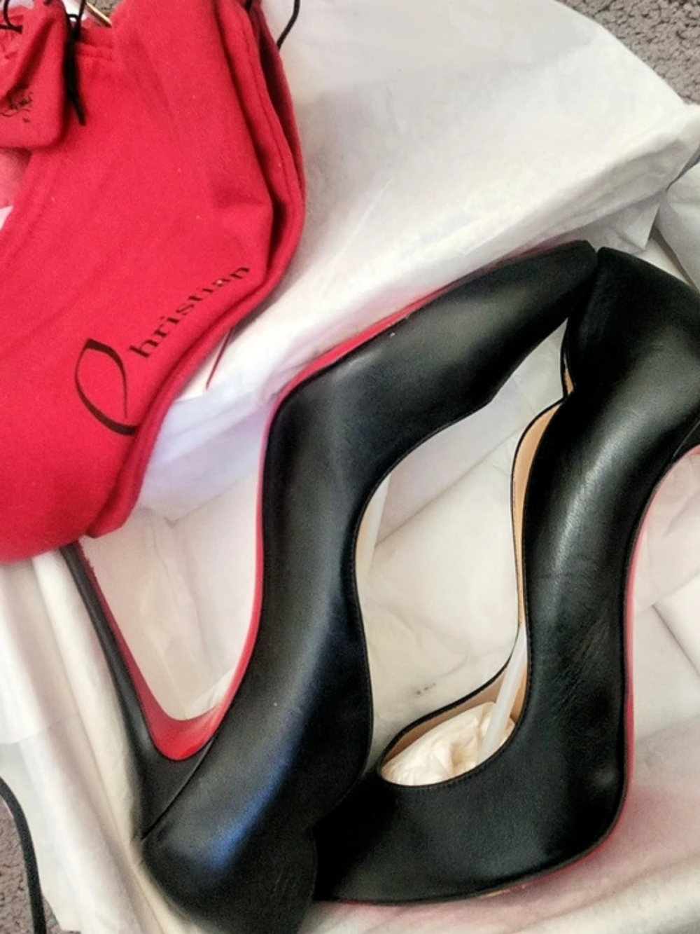 Christian Louboutin Hot Chick 100 Patent Leather Pumps Black & Red